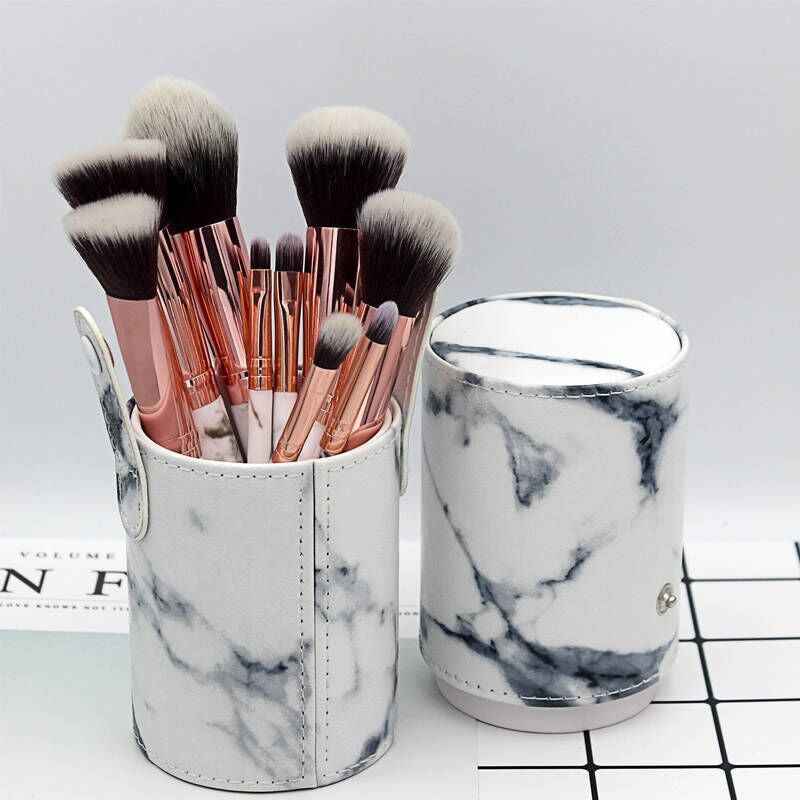 10 PCS Marbling Makeup Brushes Set with Marble Storage Box