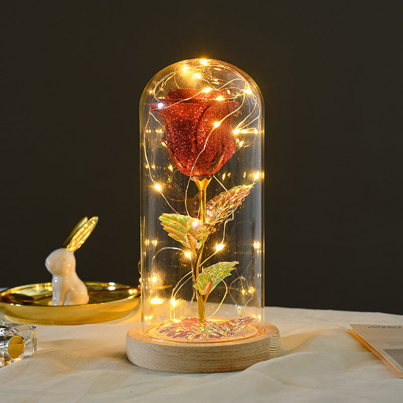 Eternal Rose Flowers LED Light in Glass Cover