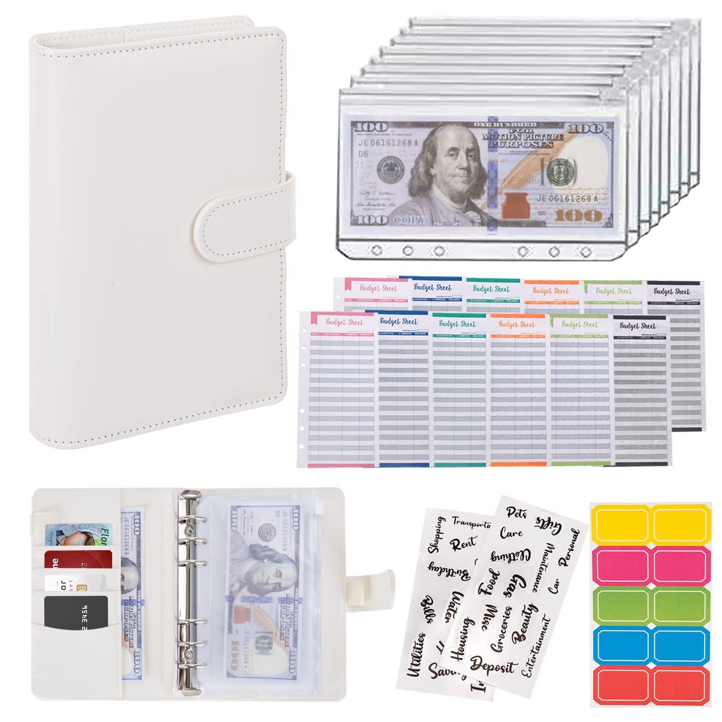 Macaron Loose-leaf Leather Notebook with Zipper Wallet