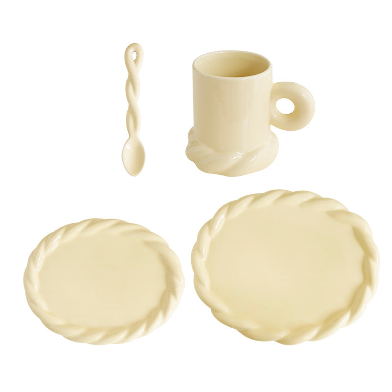 Original Design Simple Solid Color Household Ceramic Western Dinner Plate