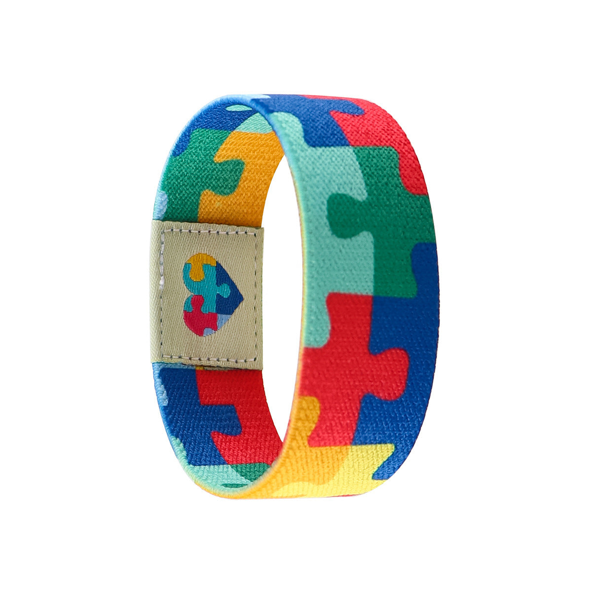 Colorful Puzzle Elastic Wrist Strap Care Autism Sports Elastic Cartoon Bracelet Washable Elastic