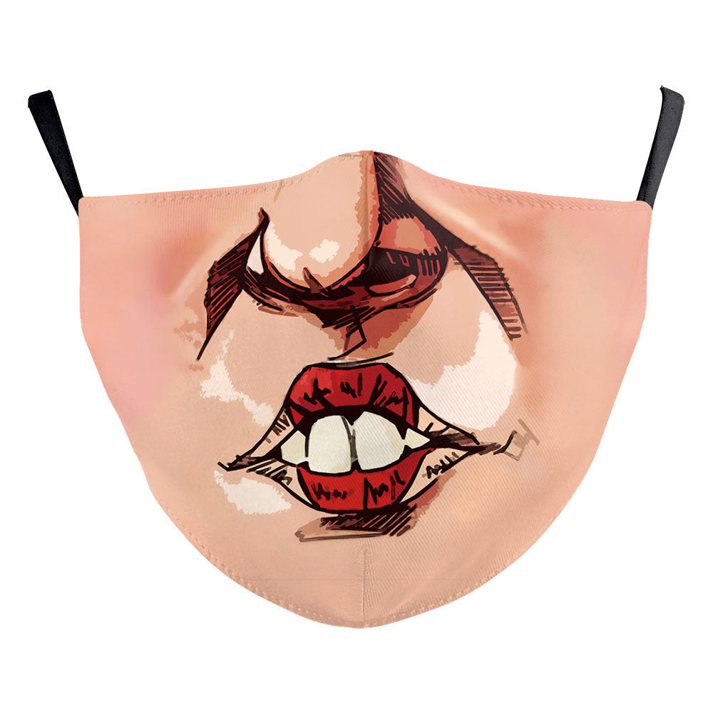 Digital Printing Halloween Funny Face Skull Double-layer Mask