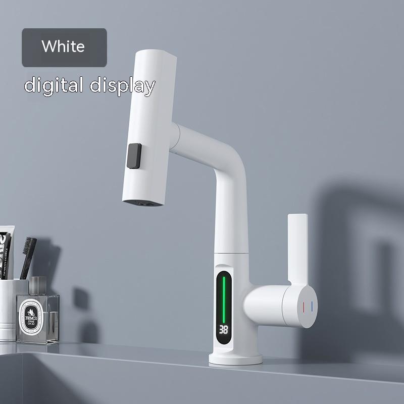 Intelligent Digital Display Faucet Pull-out Basin Faucet Temperature Digital Display Rotation