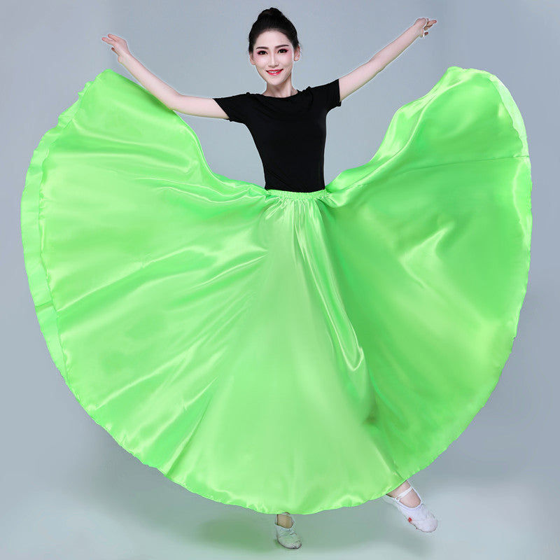 Simple Solid Color Performance Skirt With Large Swing