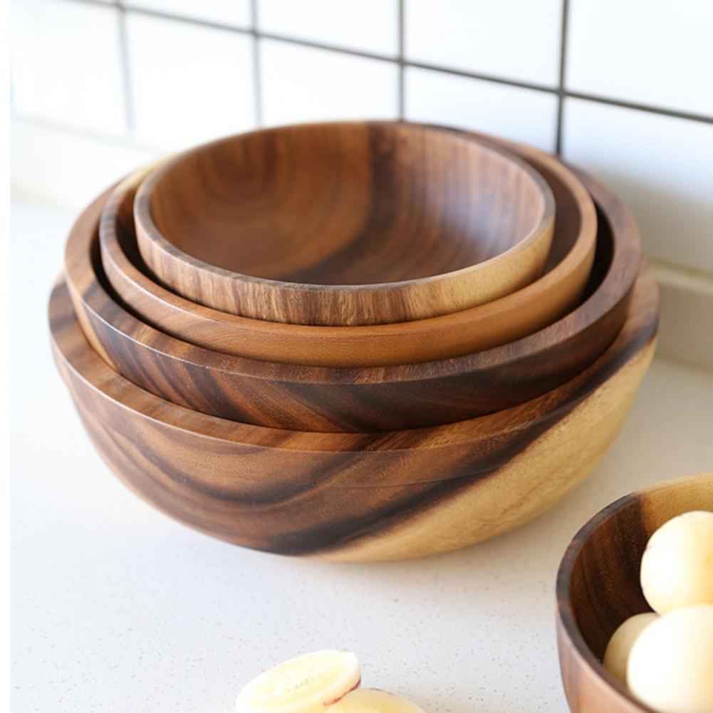 Natural Wooden Bowl - Handcrafted Fruit & Salad Bowl - Mallora Shop