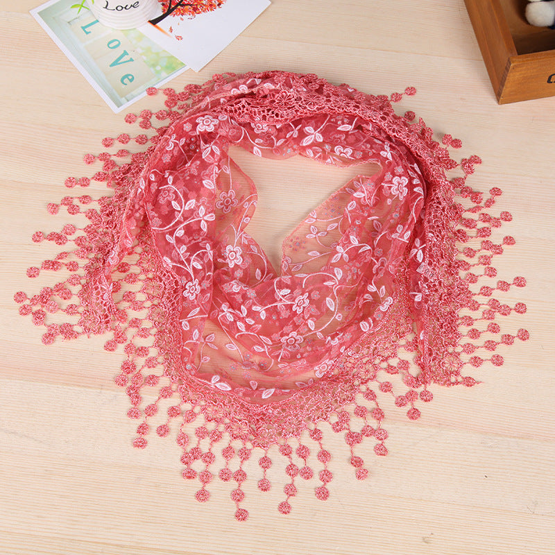 Women's New Creative Lace Fringed Silk Scarf