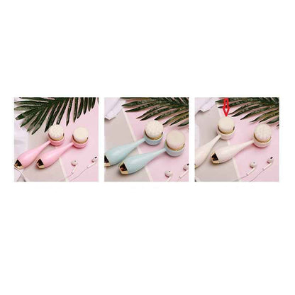 Silicone Manual Golden Circle Small Bowling Double Headed Facial Brush