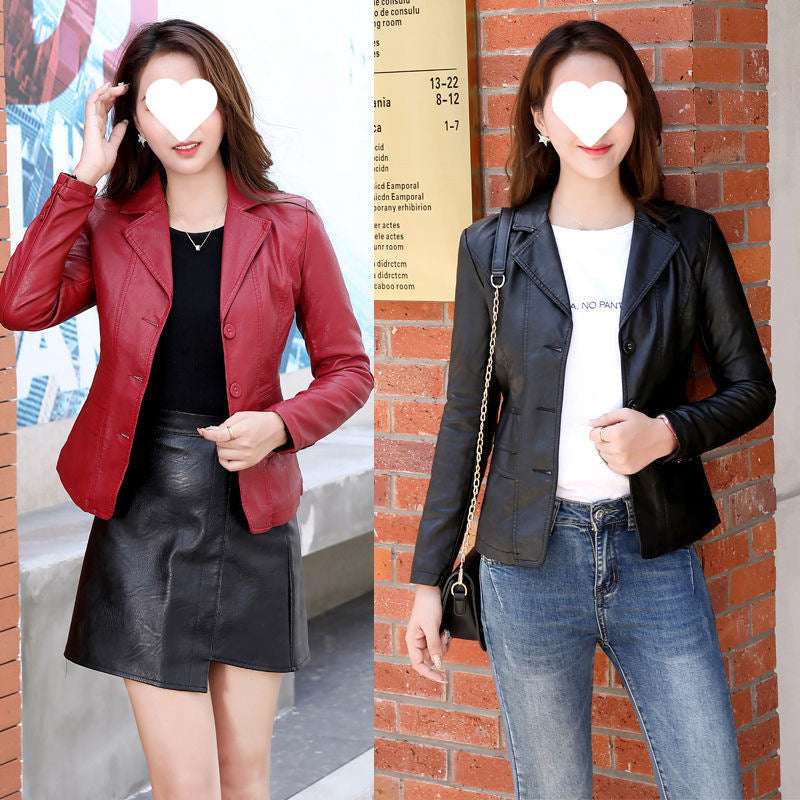 Leather Coat Women Fall Short Western Style All-matching Women