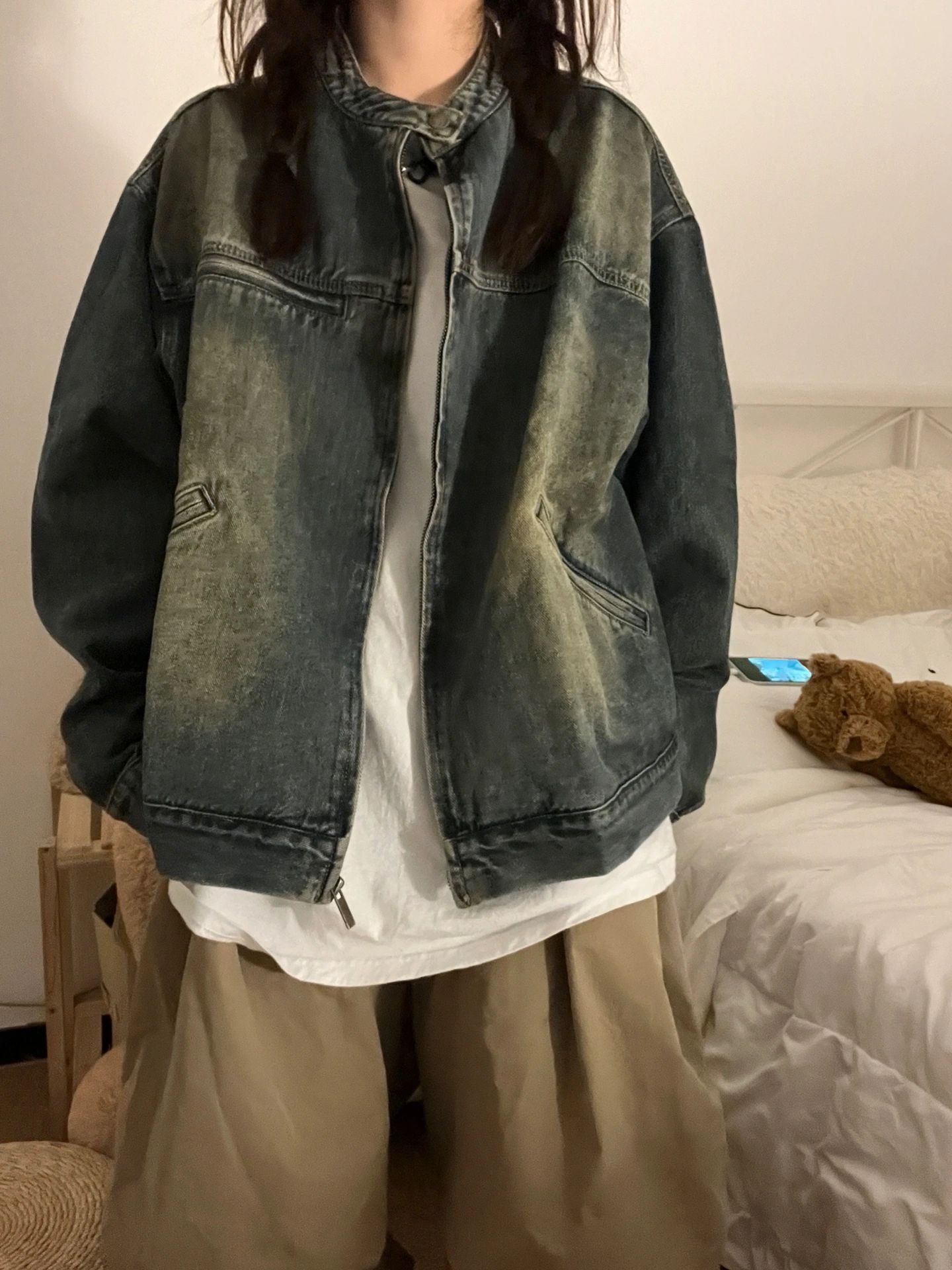 American Retro Vibe Style Workwear Denim Jacket