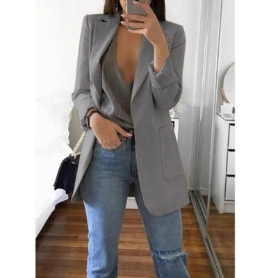 Women Lapel Slim Cardigan Blazer