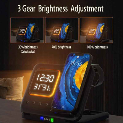 15W Wireless Charging Stand with LED Alarm Clock