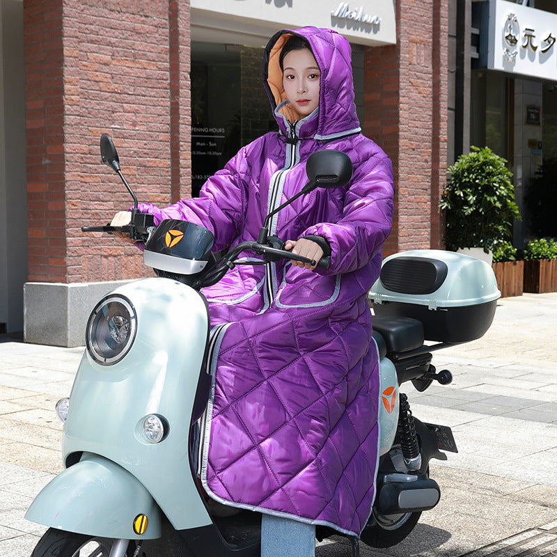 Cold Protection In Winter Rainproof Riding Warm With Velvet Battery Car Windbreaker