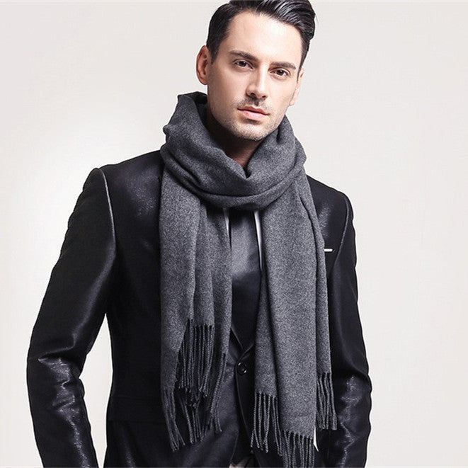 Men's Fashion Solid Color Thickened And Lengthened Scarf Shawl