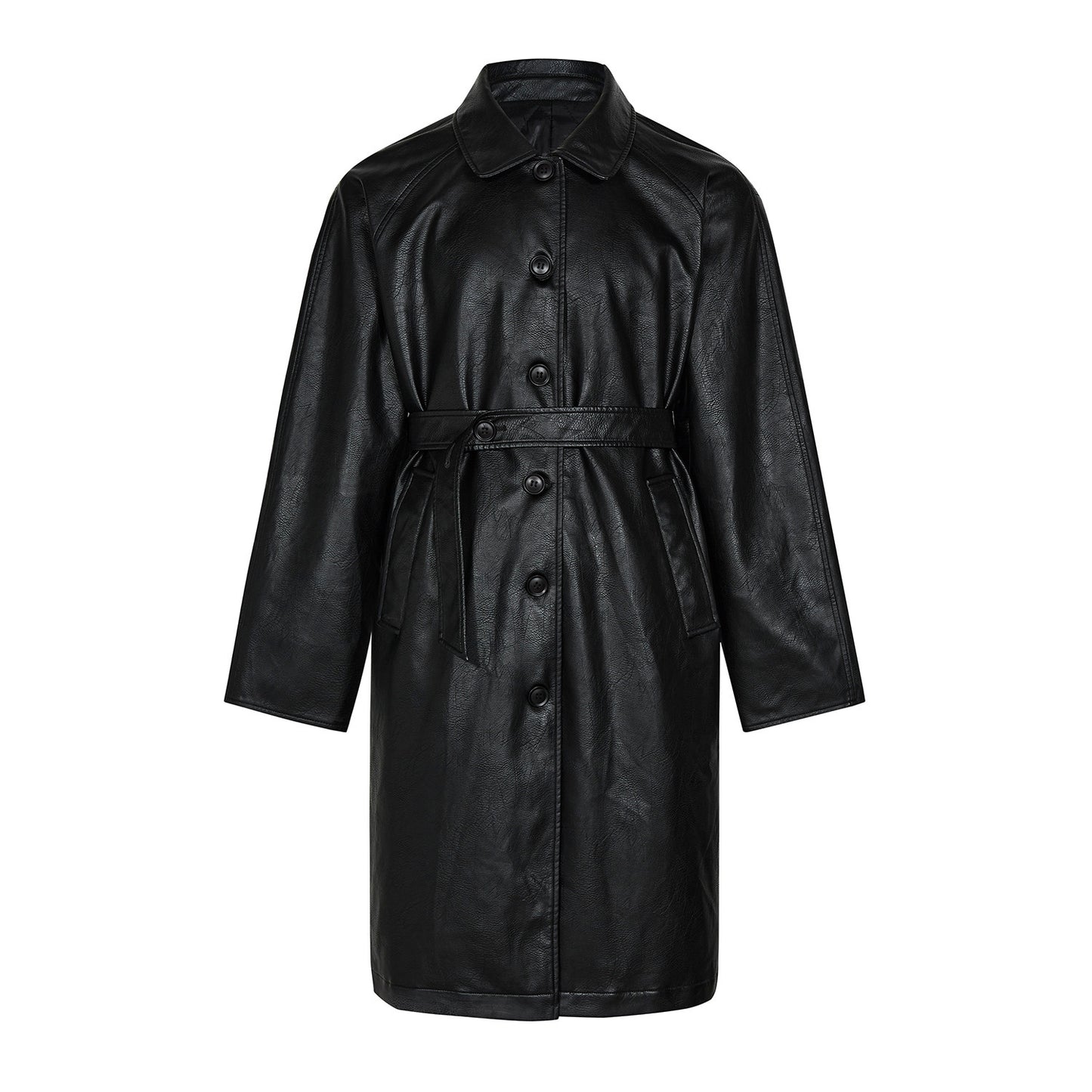 Leather Mid-length Trench Coat Men And Women