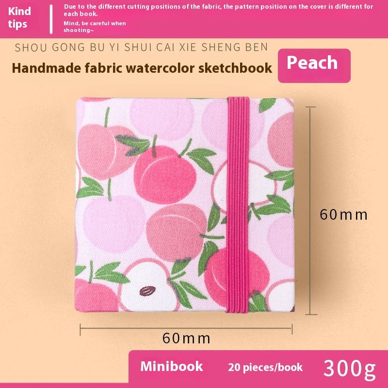 Fabric Watercolor Notebook Art Student Painting Square Portable