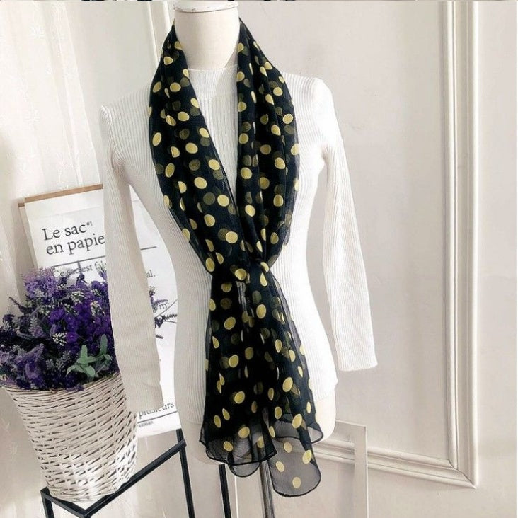 Fashion Women's Long Polka Dot Gauze Shawl