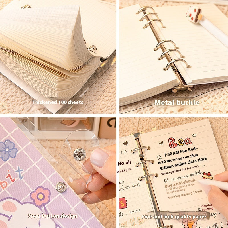 Cartoon Loose Spiral Notebook Cute Accounting Girl Heart Journal Book