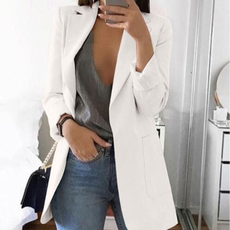 Women Lapel Slim Cardigan Blazer