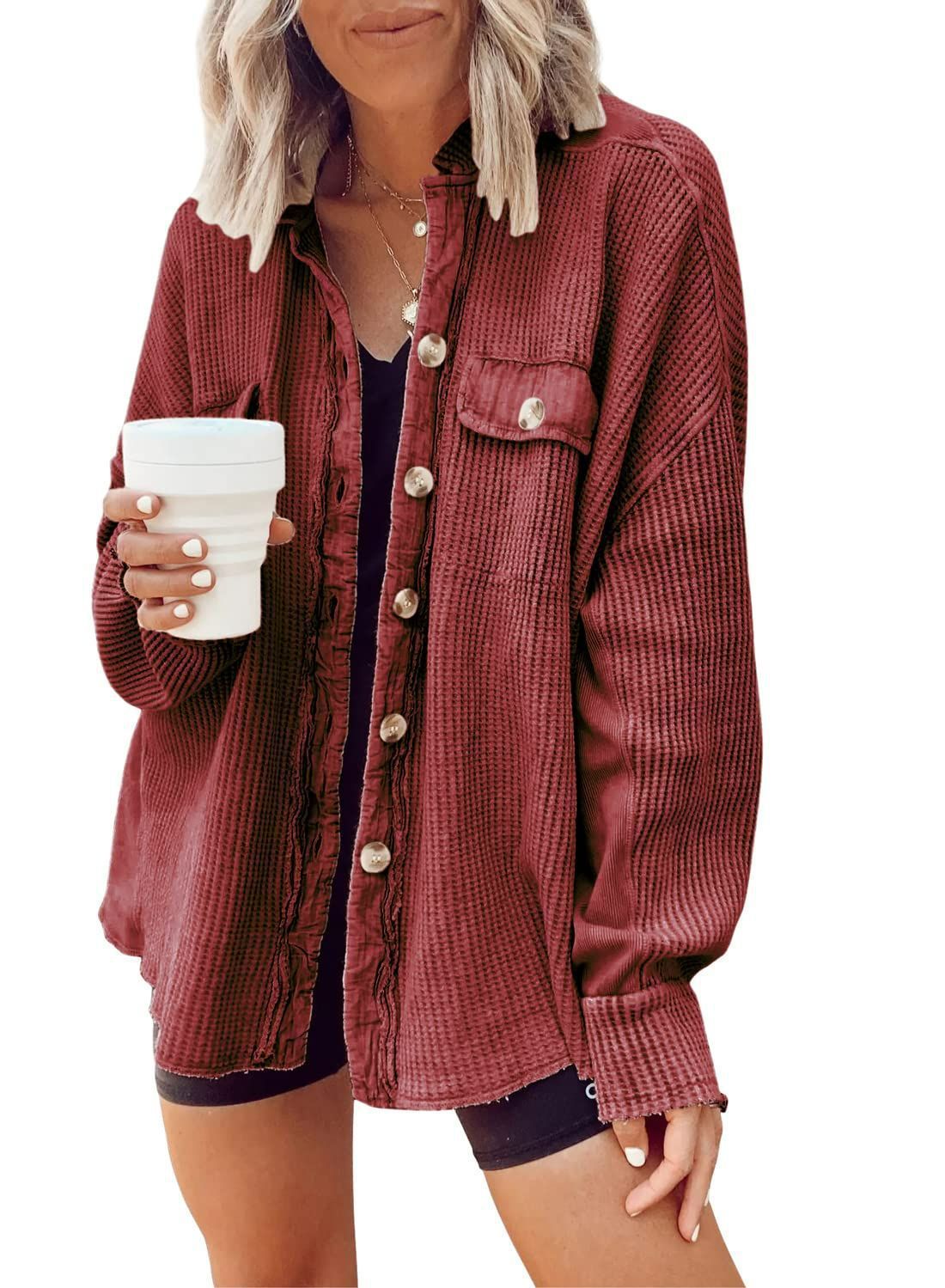 Casual Lapel Pocket Stitching Irregular Shirt Jacket