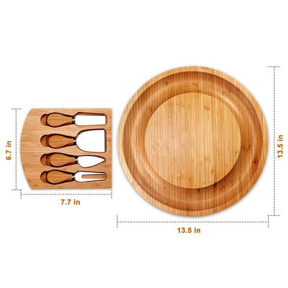Bamboo Cheese Plate Set with Cheese Knife - Mallora Shop