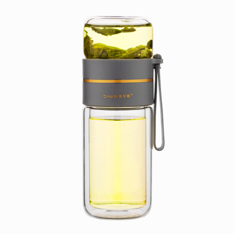 Glass Water Bottle with Tea Infuser - Double Wall Leakproof - Mallora Shop