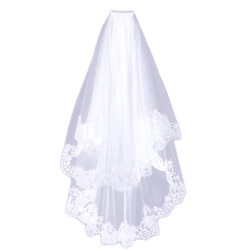 Short Lace Wedding Veil Headdress