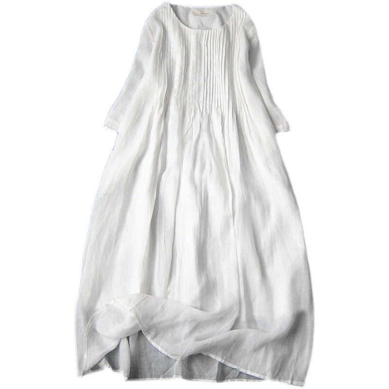 Mid-length White Slim Robe Spring And Summer Linen Skirt