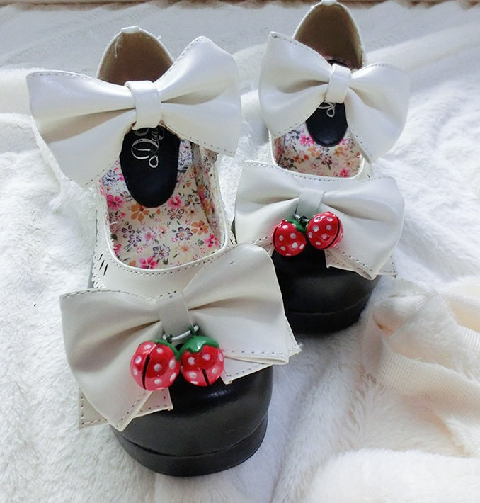 Lolita lolita strawberry bell round head thick with bow women's shoes