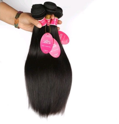 Real Human Hair Straight Weaves & Lace Closure Bundles