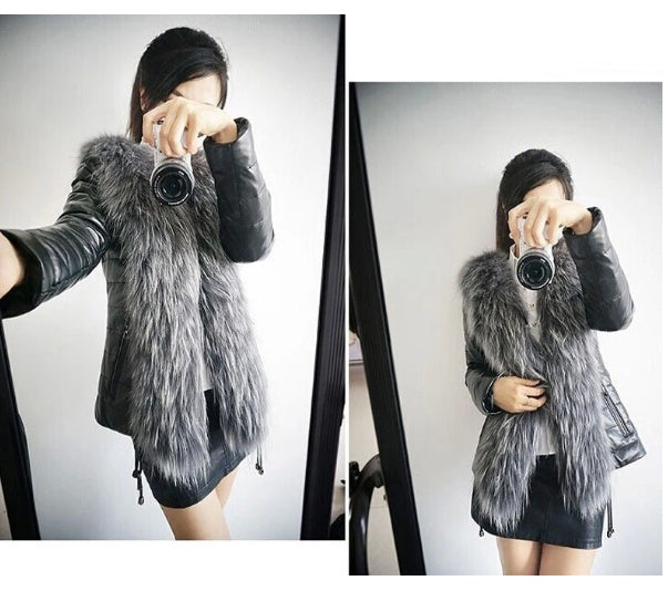 Fur collar coat