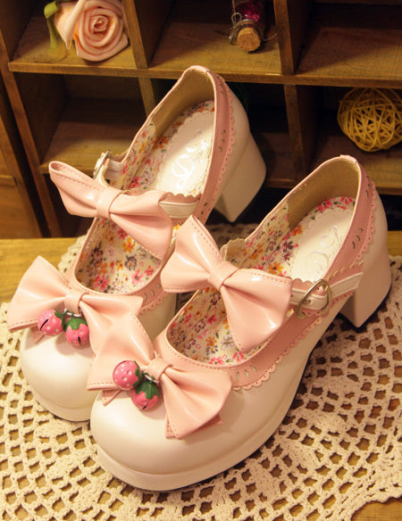 Lolita lolita strawberry bell round head thick with bow women's shoes