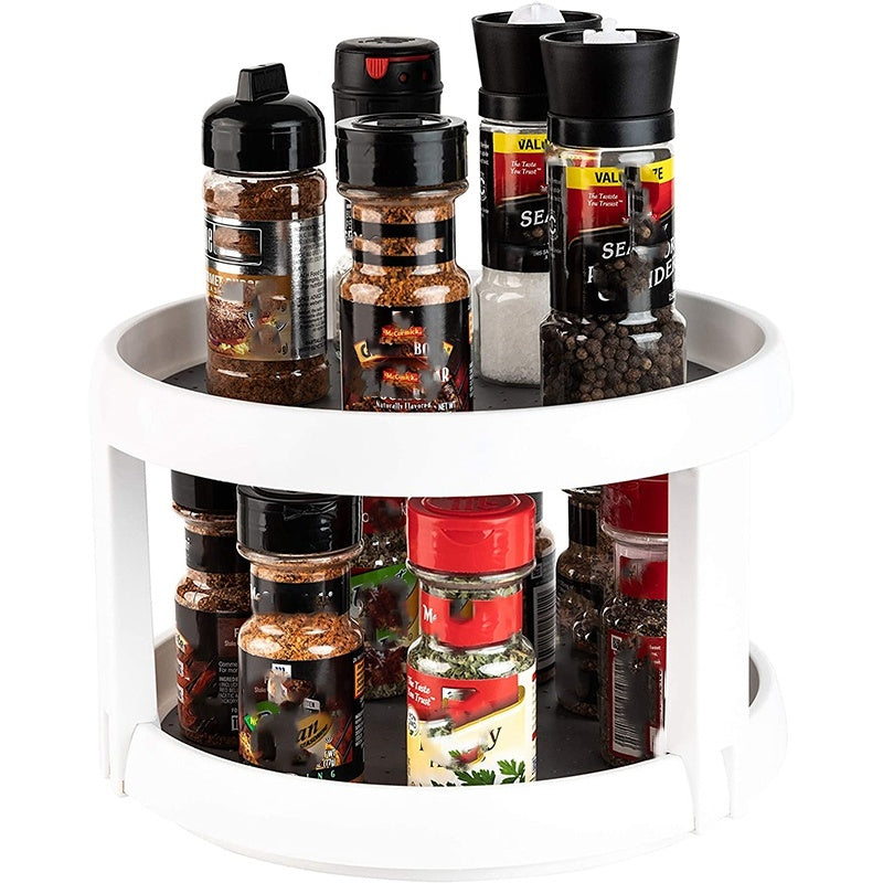 Two Level Storage Turntable - Multi Level Rotary Kitchen Spice Manager