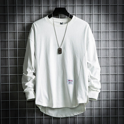 Men's Long Sleeve Loose Top - Trendy Solid Color Round Neck Fashion Top