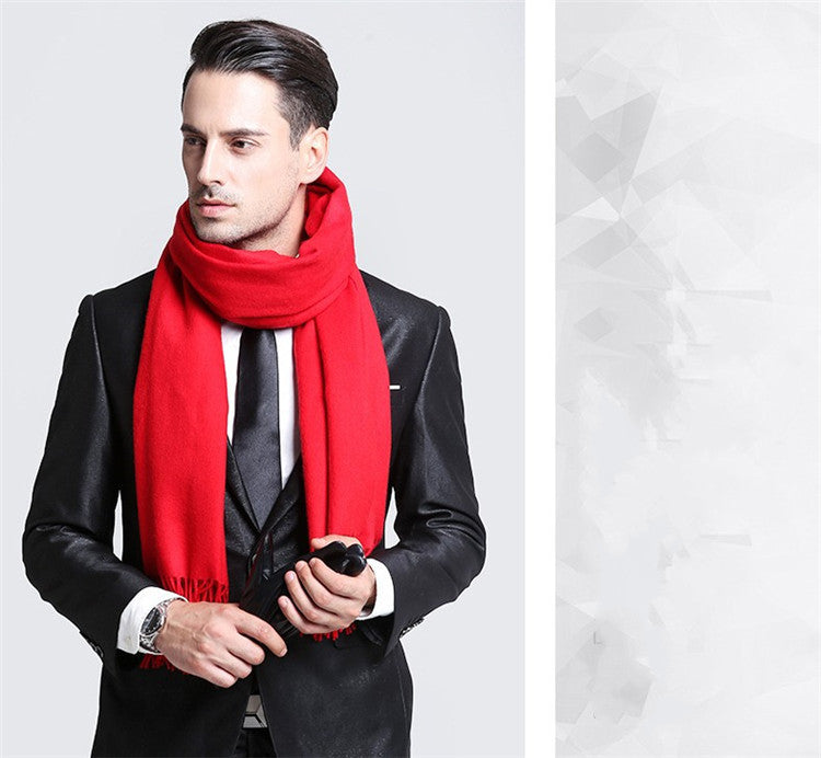 Men's Fashion Solid Color Thickened And Lengthened Scarf Shawl