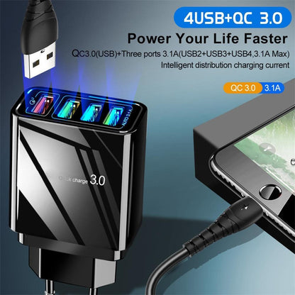 Illuminated 4 USB Ports Mobile Phone Charger with 3A Charging Head