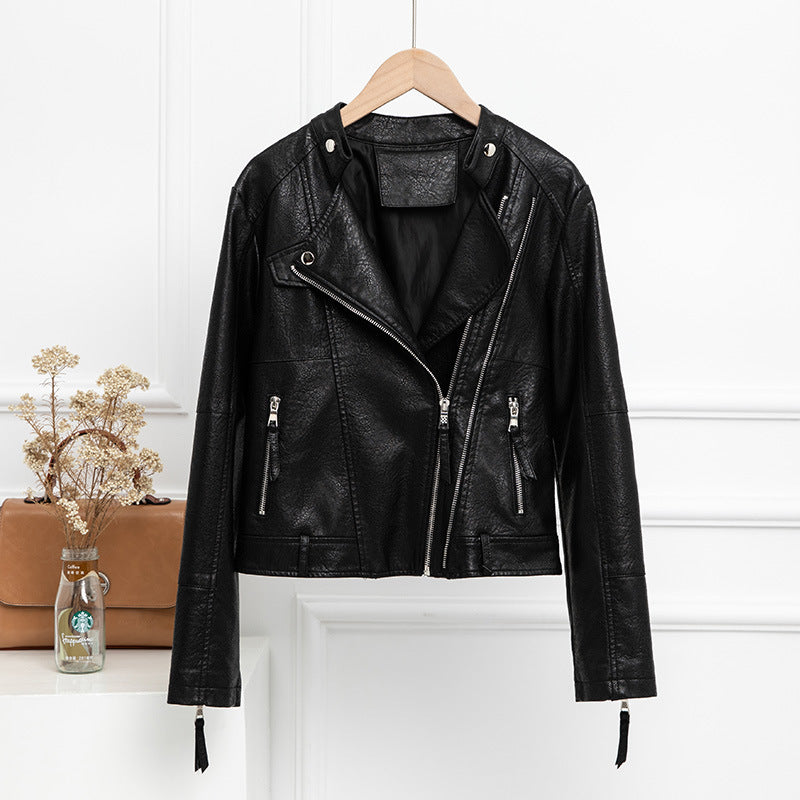 Women's leather short jacket