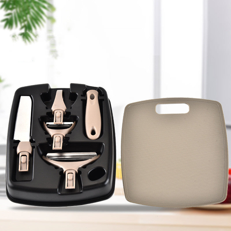 Stainless Steel Cutter Set with Wheat Straw Chopping Board - Three Piece Kitchen Tool - Mallora Shop