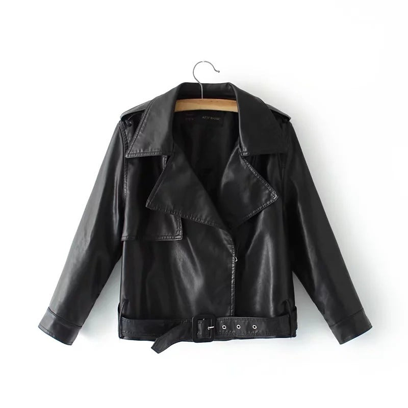 Spring and autumn new short paragraph nine-point sleeve PU leather jacket jacket motorcycle clothing