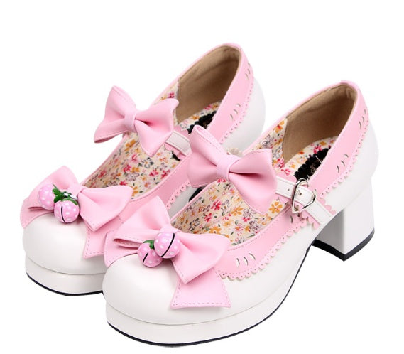 Lolita lolita strawberry bell round head thick with bow women's shoes