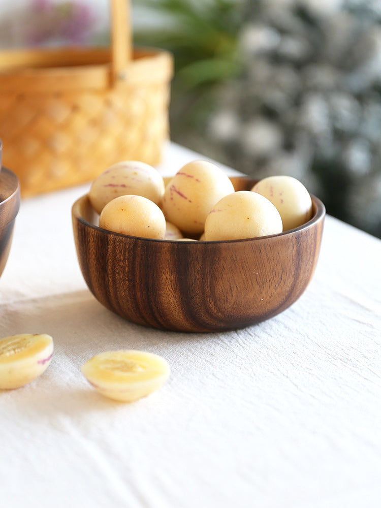 Natural Wooden Bowl - Handcrafted Fruit & Salad Bowl - Mallora Shop