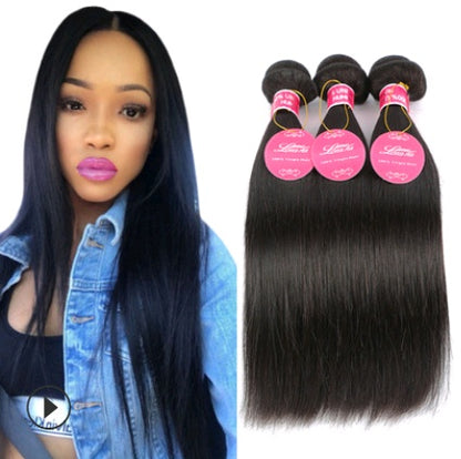 Real Human Hair Straight Weaves & Lace Closure Bundles