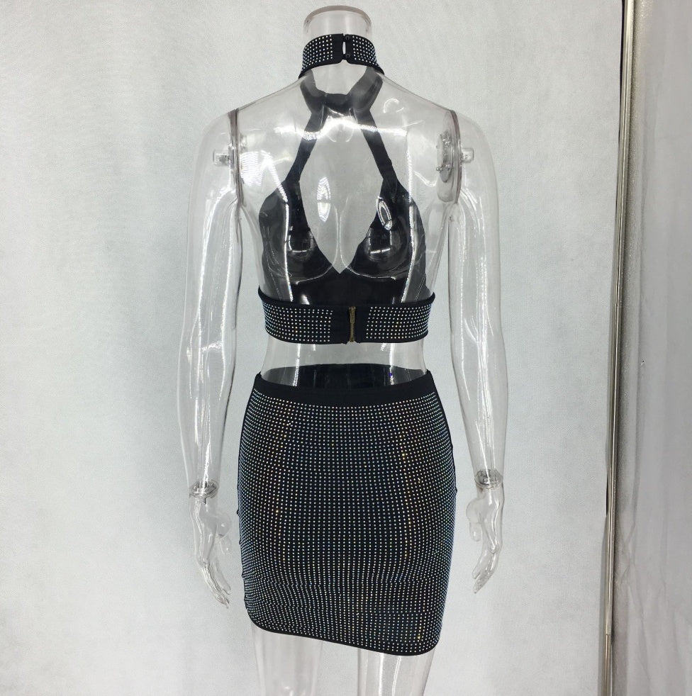 Women Diamonds Two Piece Set Dress