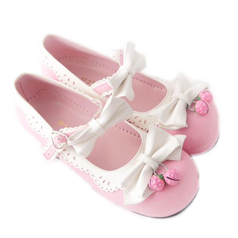 Lolita lolita strawberry bell round head thick with bow women's shoes