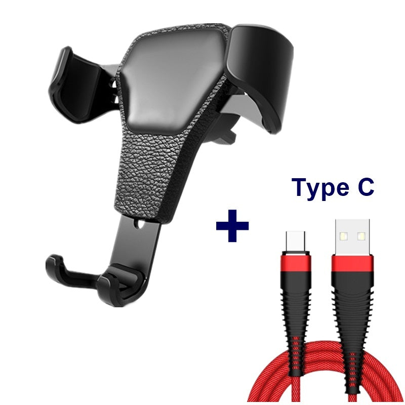 Leather Grain Gravity Phone Car Holder for Ultimate Device Security