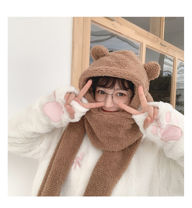 Bear ears scarf hat