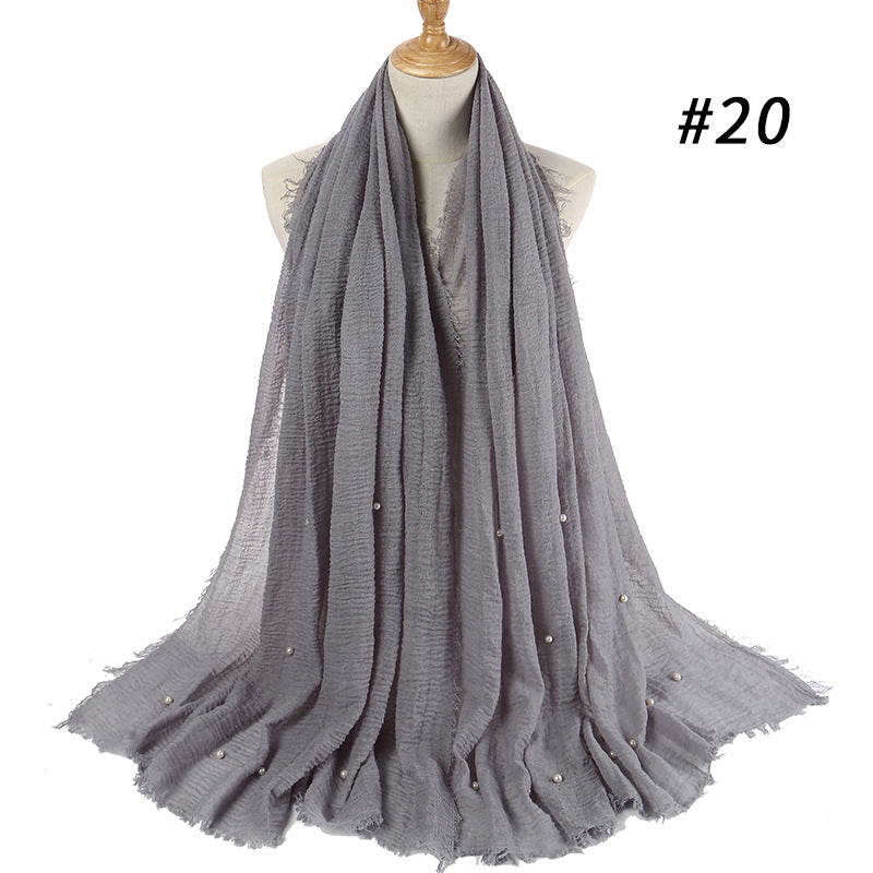 Cotton and linen crumpled monochrome scarf