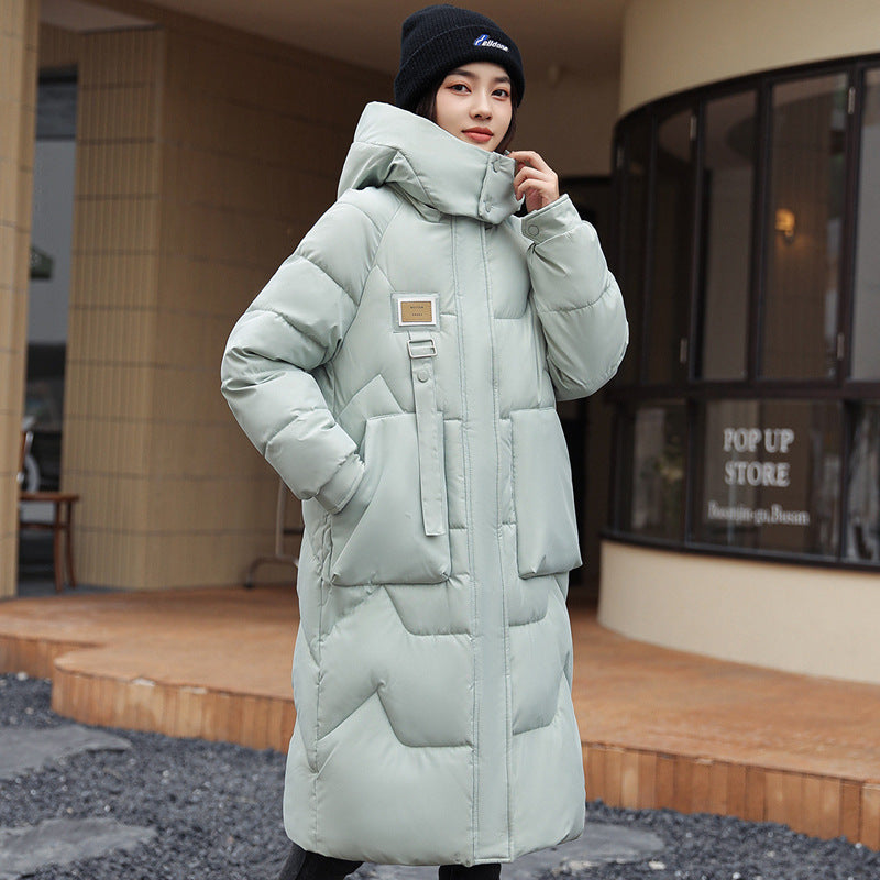 Women Detachable Hat Mid-length Thickened Coat