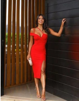 Red Bandage Tight Elastic Dress