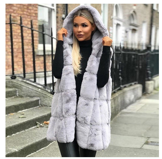 Hooded fur vest