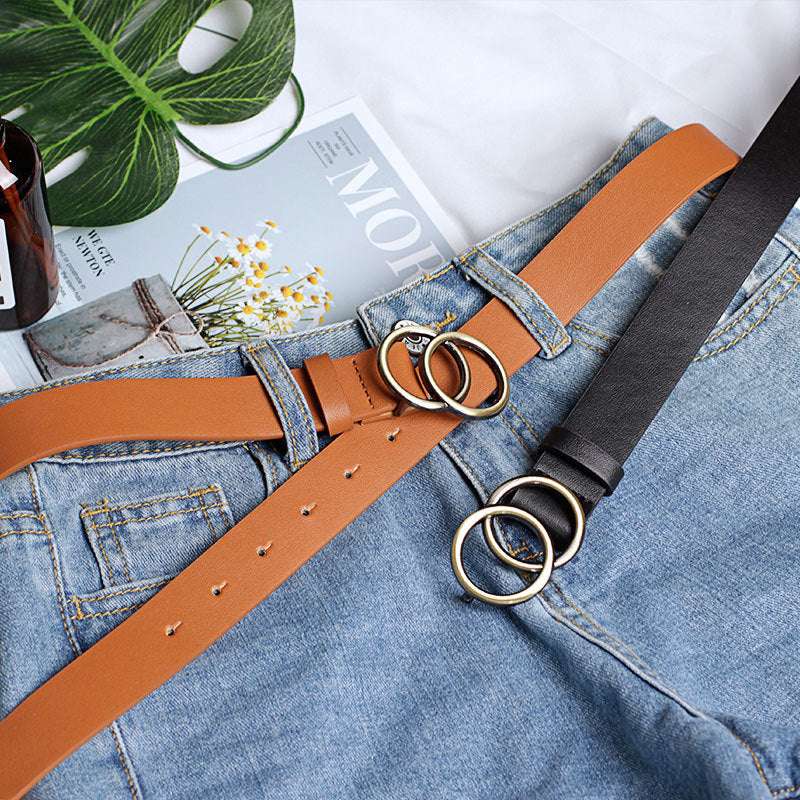 European And American Cross-border Round Buckle Belt Women Casual